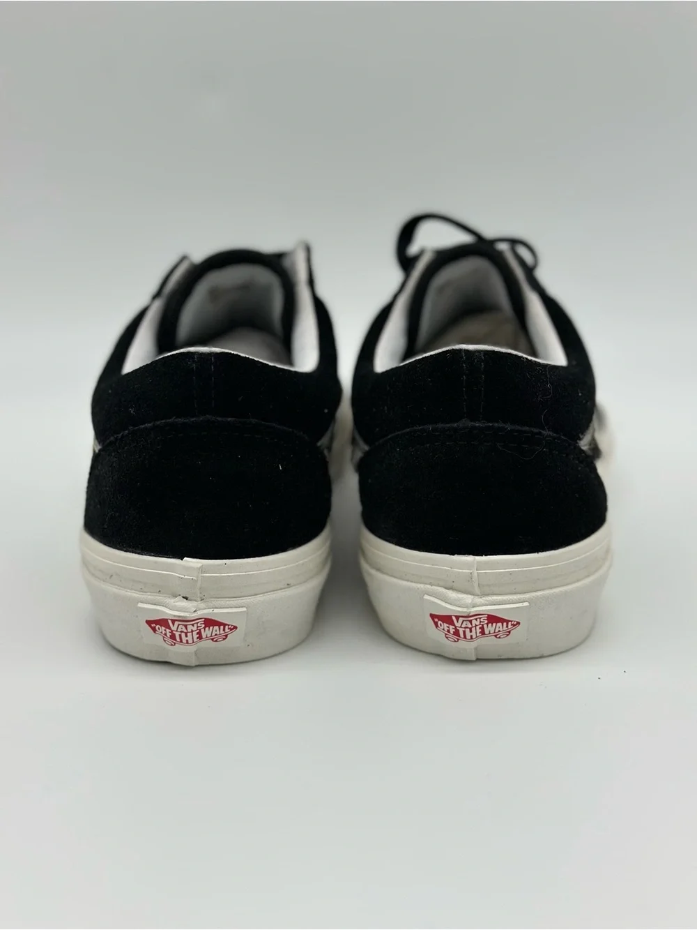 Vans Black Suede Old Skool Sneakers with White/Beige Side Stripe